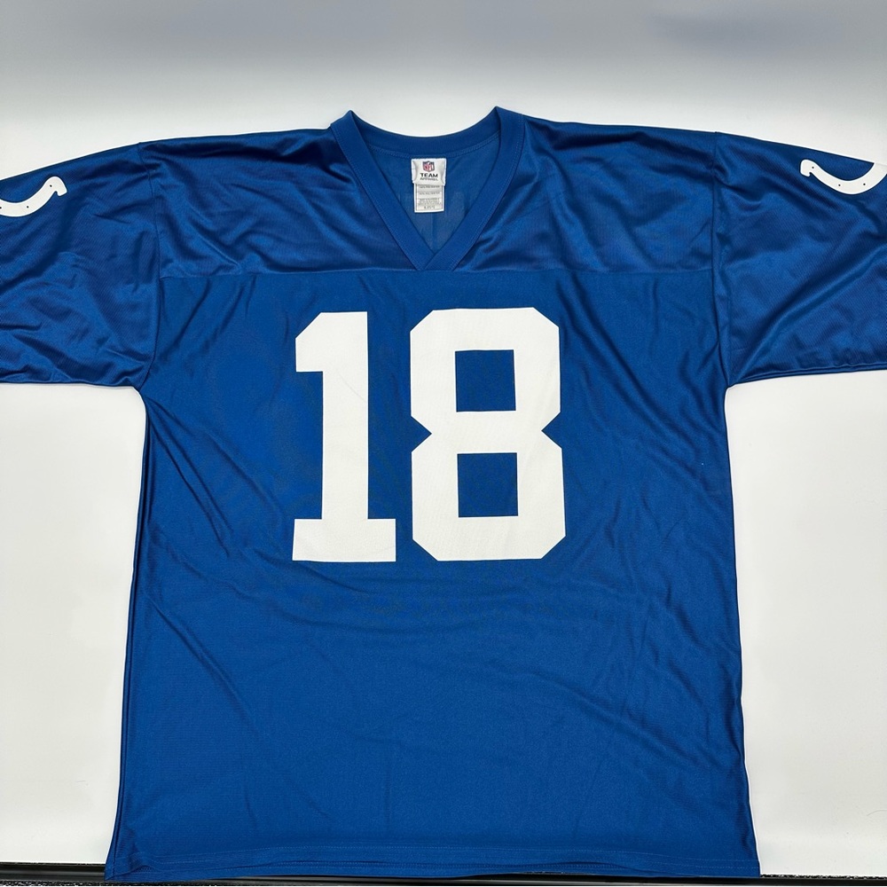 NFL Team Indianapolis Colts Peyton Manning Blue Jersey Men’s Size XL VTG Y2K